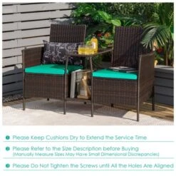 Tangkula Patio Loveseat 2 Person Cushioned Seats With Center Table Outdoor Rattan Furniture Set Turquoise/ Red 12 Tangkula Patio Loveseat 2 Person Cushioned Seats With Center Table Outdoor Rattan Furniture Set Turquoise/ Red -Garden & Outdoors GUEST 31716061 d31f 4f64 85d1 64d29ee81d01