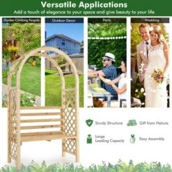 Costway Wooden Garden Bench Arch Pergola Outdoor Arbor W/backrest Patio Trellis Pergola -Garden & Outdoors GUEST 319bdbc2 1cea 45bd 892e d4a2eac396a7