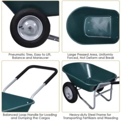 Costway 2 Tire Wheelbarrow Cart Heavy-duty Dolly Utility Cart Green -Garden & Outdoors GUEST 3229149d 93c6 4d3e b029 a6566a1b2af8