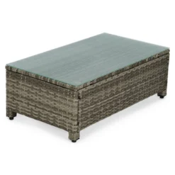 4pc Wicker Patio Sectional Seating Set - Blue - EDYO LIVING -Garden & Outdoors GUEST 335d6fb7 af66 48e6 acdf 384541c1425e