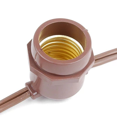 Novelty Lights Edison Outdoor String Lights With 25 In-Line Sockets Brown Wire 37.5 Feet 1 Novelty Lights Edison Outdoor String Lights With 25 In-Line Sockets Brown Wire 37.5 Feet