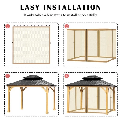Aoodor Gazebo Netting Screen Replacement Universal 4-Panel Sidewalls 10' X 13' (Only Netting) 4 Aoodor Gazebo Netting Screen Replacement Universal 4-Panel Sidewalls 10' X 13' (Only Netting) - Image 4