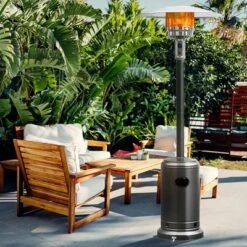 Costway 48000 BTU Propane Patio Heater Standing LP Gas Steel W/ Wheels Black -Garden & Outdoors GUEST 34392ae5 c3d0 41a8 b6c7 dc761e9576ec