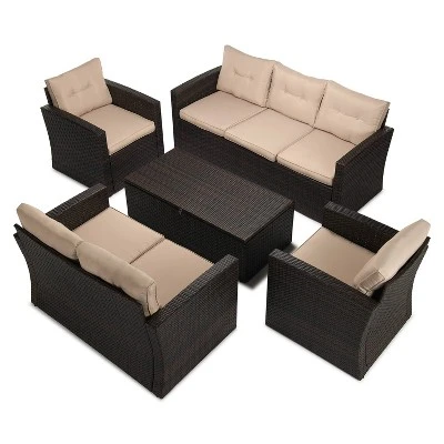 5pc Wicker Outdoor Conversation Set - EDYO LIVING 2 5pc Wicker Outdoor Conversation Set - EDYO LIVING - Image 2