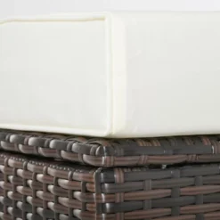 Outsunny 2 Pc 20" Outdoor PE Rattan Wicker Ottoman, Fade-Resistant Patio Footrest With Soft Cushion, Steel Frame, Brown, White -Garden & Outdoors GUEST 38fafbac ebb7 41dd 9d2d 7aacd5b4d89e