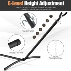 Costway Hammock Chair With Stand Heavy Duty Portable Carrying Bag Cushion Pillow RedBlue -Garden & Outdoors GUEST 393fc167 9fb4 4cdf b59f b94f5bd7f299