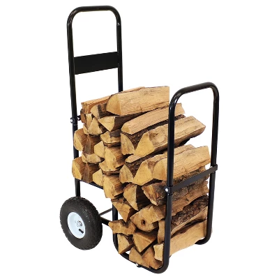 Sunnydaze Decor Sunnydaze Indoor/Outdoor Steel Rolling Firewood Log Cart Carrier With Wheels - 1/8 Face Cord - Black 8 Sunnydaze Decor Sunnydaze Indoor/Outdoor Steel Rolling Firewood Log Cart Carrier With Wheels - 1/8 Face Cord - Black - Image 8