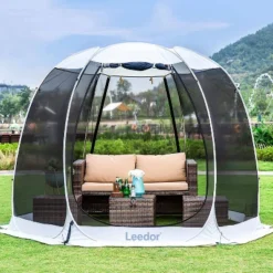 Leedor Outdoor Pop Up Portable Screen Tent With Mesh Netting Fiberglass Gazebo Gray -Garden & Outdoors GUEST 398959be 7756 47b2 afc4 054c802191b2