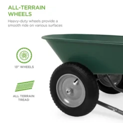 Best Choice Products Dual-Wheel Home Wheelbarrow Yard Garden Cart For Lawn, Construction - Green -Garden & Outdoors GUEST 39f6c1f8 7856 4406 945f fe186180c519
