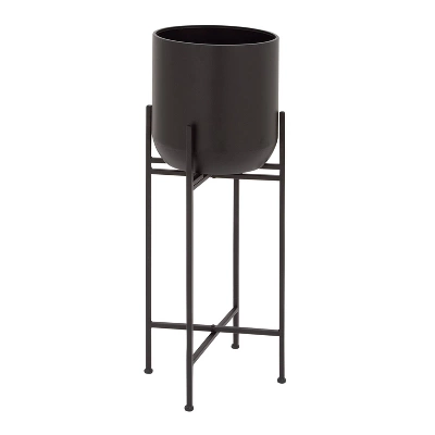 Olivia & May Modern With Stand Iron Planter Pots Black 17 Olivia & May Modern With Stand Iron Planter Pots Black - Image 17