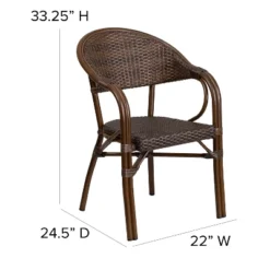 Merrick Lane Wicker Rattan Patio Chair With Curved Back And Aluminum Bamboo Frame -Garden & Outdoors GUEST 3c4a7654 1e29 46f9 8947 e17438799839