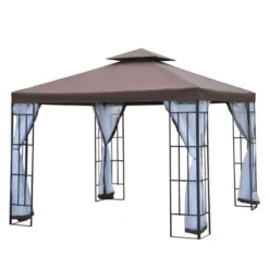 Outsunny 10'x10' Outdoor Gazebo, Double Tiered Canopy Tent With Mosquito Netting, And Steel Frame For Patio, Backyards And Parties, Coffee -Garden & Outdoors GUEST 3c75c45b 29ad 494d 9c3b 2796b77aced0