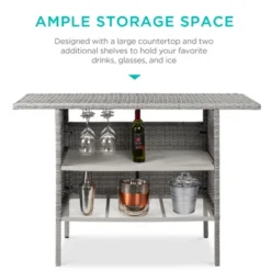 Best Choice Products Outdoor Patio Wicker Bar Counter Table W/ 2 Steel Shelves, 2 Sets Of Rails -Garden & Outdoors GUEST 3d73aede bf4a 42b3 970a 01b841046307