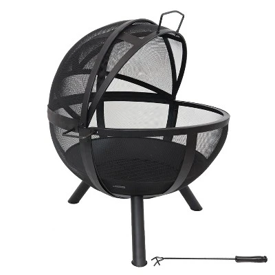Sunnydaze Decor Sunnydaze Outdoor Portable Camping Or Backyard Flaming Sphere Ball Fire Pit With Built-In Spark Screen - 30" - Black 5 Sunnydaze Decor Sunnydaze Outdoor Portable Camping Or Backyard Flaming Sphere Ball Fire Pit With Built-In Spark Screen - 30" - Black - Image 5
