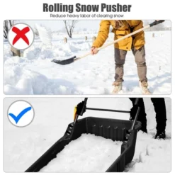 Costway 24'' Folding Poly Snow Shovel Snow Pusher W/Wheels U-Shape Handle -Garden & Outdoors GUEST 3f236667 a27d 4a77 837d 262658f6557b