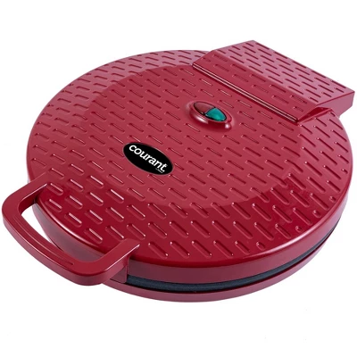 Courant 12 Inch Red Electronic Pizza Maker, Griddle And Oven With Food Board Included 1 Courant 12 Inch Red Electronic Pizza Maker, Griddle And Oven With Food Board Included