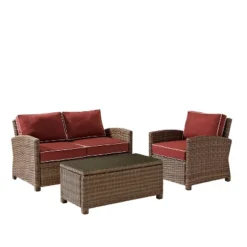 Bradenton 3pc Outdoor Conversation Set With Loveseat & Armchair With Coffee Table - Crosley -Garden & Outdoors GUEST 40755c45 5626 42a7 9fb2 99dee0865521