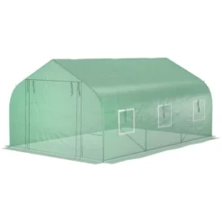 Outsunny 9.8' X 11.4' X 6.8' Outdoor Walk-In Tunnel Greenhouse Hot House With Roll-up Windows, Zippered Door, PE Cover, Green -Garden & Outdoors GUEST 40a2d219 2b87 45eb 8af8 262bf1bf9793
