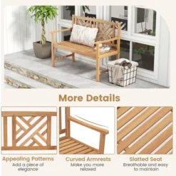 Costway Patio Acacia Wood 2-Person Slatted Bench Outdoor Loveseat Chair Garden Natural -Garden & Outdoors GUEST 40e64b43 8ba4 460d a17e bfc6b4e4f03f