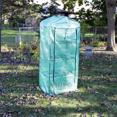 Sunnydaze Decor Sunnydaze Outdoor Portable Growing Rack 4-Tier Greenhouse With Roll-Up Door - 4 Shelves - Green 6 Sunnydaze Decor Sunnydaze Outdoor Portable Growing Rack 4-Tier Greenhouse With Roll-Up Door - 4 Shelves - Green - Image 6