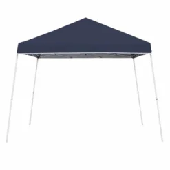 Z-Shade Angled Leg Canopy Tent With Push Button Locking System And 4 Pack Of 5 Pound Plastic Concrete Filled Leg Weight Plates, Navy
