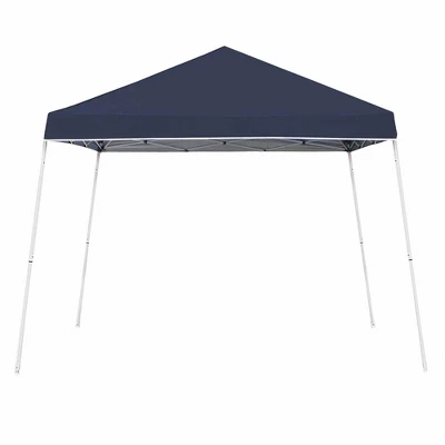 Z-Shade Angled Leg Canopy Tent With Push Button Locking System And 4 Pack Of 5 Pound Plastic Concrete Filled Leg Weight Plates, Navy 1 Z-Shade Angled Leg Canopy Tent With Push Button Locking System And 4 Pack Of 5 Pound Plastic Concrete Filled Leg Weight Plates, Navy