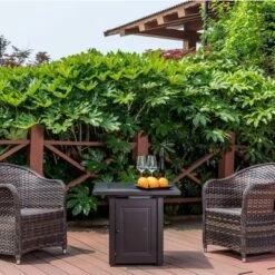 Garden Comfort 28" Square Outdoor Fire Table Mocha -Garden & Outdoors GUEST 4209d1b7 fbe4 4343 a3c3 9a9aa58ca571