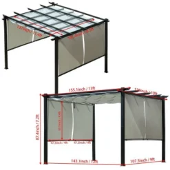 Aoodor 10 X 13 Ft Outdoor Pergola With Retractable Canopy, Aluminum Frame, 4 Pieces Patio Sun Shade Shelter For Backyard, Deck 12 Aoodor 10 X 13 Ft Outdoor Pergola With Retractable Canopy, Aluminum Frame, 4 Pieces Patio Sun Shade Shelter For Backyard, Deck -Garden & Outdoors GUEST 425ec05f d0a9 4c8d b10b 9dddd9fee013