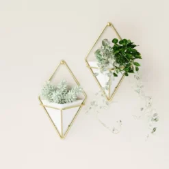 Set Of 2 Trigg Wall Display Planters White/Brass - Umbra -Garden & Outdoors GUEST 434e776c 6ab1 45ed affd e09b5070d6a9