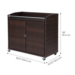 Teamson Home 39.5" Veronica Rolling Outdoor PE Rattan Bar Cart With Storage, Brown 13 Teamson Home 39.5" Veronica Rolling Outdoor PE Rattan Bar Cart With Storage, Brown -Garden & Outdoors GUEST 46777ecb a632 4292 a975 e8304974bacb