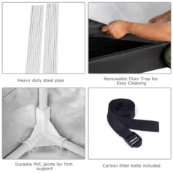 Costway Indoor Grow Tent Room Reflective Hydroponic Non Toxic Clone Hut 6 Size (48''X24''X60'') -Garden & Outdoors GUEST 47408817 e299 41b2 8d38 a3cc0e407ed9