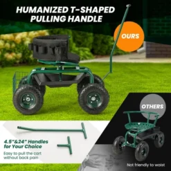 Costway Rolling Garden Cart Outdoor Gardening Workseat With Adjustable Height &Tool Storage -Garden & Outdoors GUEST 47531cdb 362d 4eb1 a849 062bd34c289e