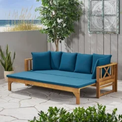 Long Beach Acacia Wood Extendable Patio Daybed Sofa Teak - Christopher Knight Home -Garden & Outdoors GUEST 48222d1b 0645 472b bc41 4be12e2a99d6