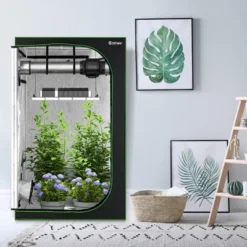 Costway 4x4 Grow Tent, 48''x48''x80'' High Reflective Mylar W/Observation Window GrayBlack -Garden & Outdoors GUEST 48fe2b6b a24b 4edf a631 24678787d547