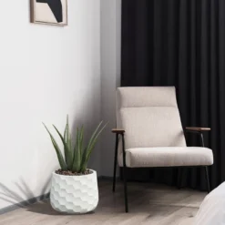 LuxenHome White MgO Geometric Design 12.2-inch Round Indoor Outdoor Planter -Garden & Outdoors GUEST 49695875 fe05 4baf 9c9a dd7545dc4690