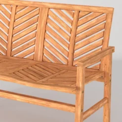 Slatted Chevron Acacia Wood Patio Loveseat – Saracina Home -Garden & Outdoors GUEST 4a574b41 46e1 4ef8 8a5b ab916811f1ac