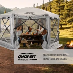 CLAM Quick-Set Pavilion Portable Pop-Up Outdoor Camping Gazebo Screen Tent Sided Canopy Shelter W/ Ground Stakes & Carry Bag -Garden & Outdoors GUEST 4abdd6f2 a767 49e8 b2a6 42b8b293d52e