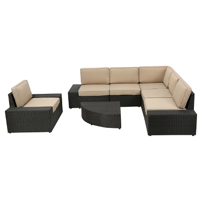 Santa Cruz 7pc Wicker Sofa Set With Cushions - Christopher Knight Home 1 Santa Cruz 7pc Wicker Sofa Set With Cushions - Christopher Knight Home