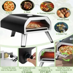 Costway Outdoor Gas Pizza Oven Portable Propane Pizza Stove With Oven Cover Pizza Stone -Garden & Outdoors GUEST 4b559b39 a61f 4861 9a86 200467807130