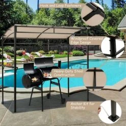 Costway 7'x4.5' Grill Gazebo Outdoor Patio Garden BBQ Canopy Shelter Storage Hook 16 Costway 7'x4.5' Grill Gazebo Outdoor Patio Garden BBQ Canopy Shelter Storage Hook -Garden & Outdoors GUEST 4ca07327 ecce 48b3 a4bc f7a1fdd47082