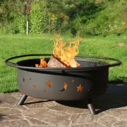 Sunnydaze Decor Sunnydaze Outdoor Camping Or Backyard Steel Round Cosmic Fire Pit With Spark Screen And Log Poker - 41.5" - Black -Garden & Outdoors GUEST 4d2b037a 45e0 467f b435 14b9755fc921