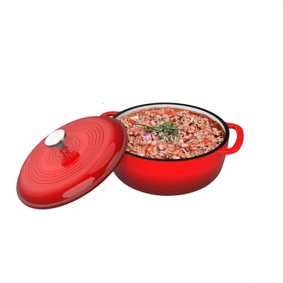 Hastings Home Cast Iron 3-Qt. Dutch Oven With Lid, Enamel-Coated - Red 5 Hastings Home Cast Iron 3-Qt. Dutch Oven With Lid, Enamel-Coated - Red - Image 5