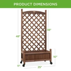 Best Choice Products Set Of 2 48in Wood Planter Box & Diamond Lattice Trellis, W/ Drainage, Optional Wheels - Walnut 11 Best Choice Products Set Of 2 48in Wood Planter Box & Diamond Lattice Trellis, W/ Drainage, Optional Wheels - Walnut -Garden & Outdoors GUEST 4d8938e0 8c8e 4fea 9779 8bd591c0114c