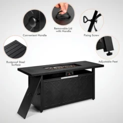 Costway 57'' Rectangular Propane Gas Fire Pit 50,000 Btu Heater Outdoor Table -Garden & Outdoors GUEST 4dbe4f4d cb48 401f b7af 7e1e48e10427