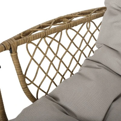 Greystone Indoor/Outdoor Wicker Hanging Chair With 8' Chain - Light Brown/Beige - Christopher Knight Home 7 Greystone Indoor/Outdoor Wicker Hanging Chair With 8' Chain - Light Brown/Beige - Christopher Knight Home - Image 7