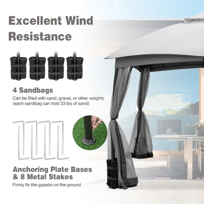 Costway 10x12 FT 2-Tier Patio Gazebo Canopy Netting Heavy-Duty Metal Easy-Setup Outdoor 6 Costway 10x12 FT 2-Tier Patio Gazebo Canopy Netting Heavy-Duty Metal Easy-Setup Outdoor - Image 6
