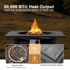 Costway 32'' Square Propane Fire Pit Table For Patio W/Lava Rocks Rain Cover 50,000 BTU 13 Costway 32'' Square Propane Fire Pit Table For Patio W/Lava Rocks Rain Cover 50,000 BTU -Garden & Outdoors GUEST 500aa798 583a 4752 9534 7405165bff31