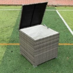 4pc Wicker Patio Sectional Seating Set With Cushions - Gray/Beige - GODEER -Garden & Outdoors GUEST 5158dad0 7ca7 4064 bf42 cfe0145f8da9