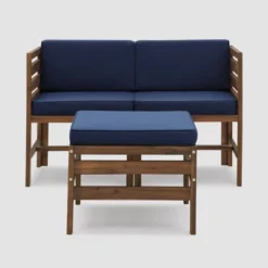 3pc Modular Acacia Wood Patio Chat Set With Cushions - Saracina Home -Garden & Outdoors GUEST 52b769b2 601c 4a9b 998b 9ea4cc3064c7