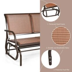 Costway Patio Swing Glider Bench Loveseat Rocking Chair Backyard Poolside -Garden & Outdoors GUEST 52c9ac28 b81a 4332 8c61 723f14be6edc